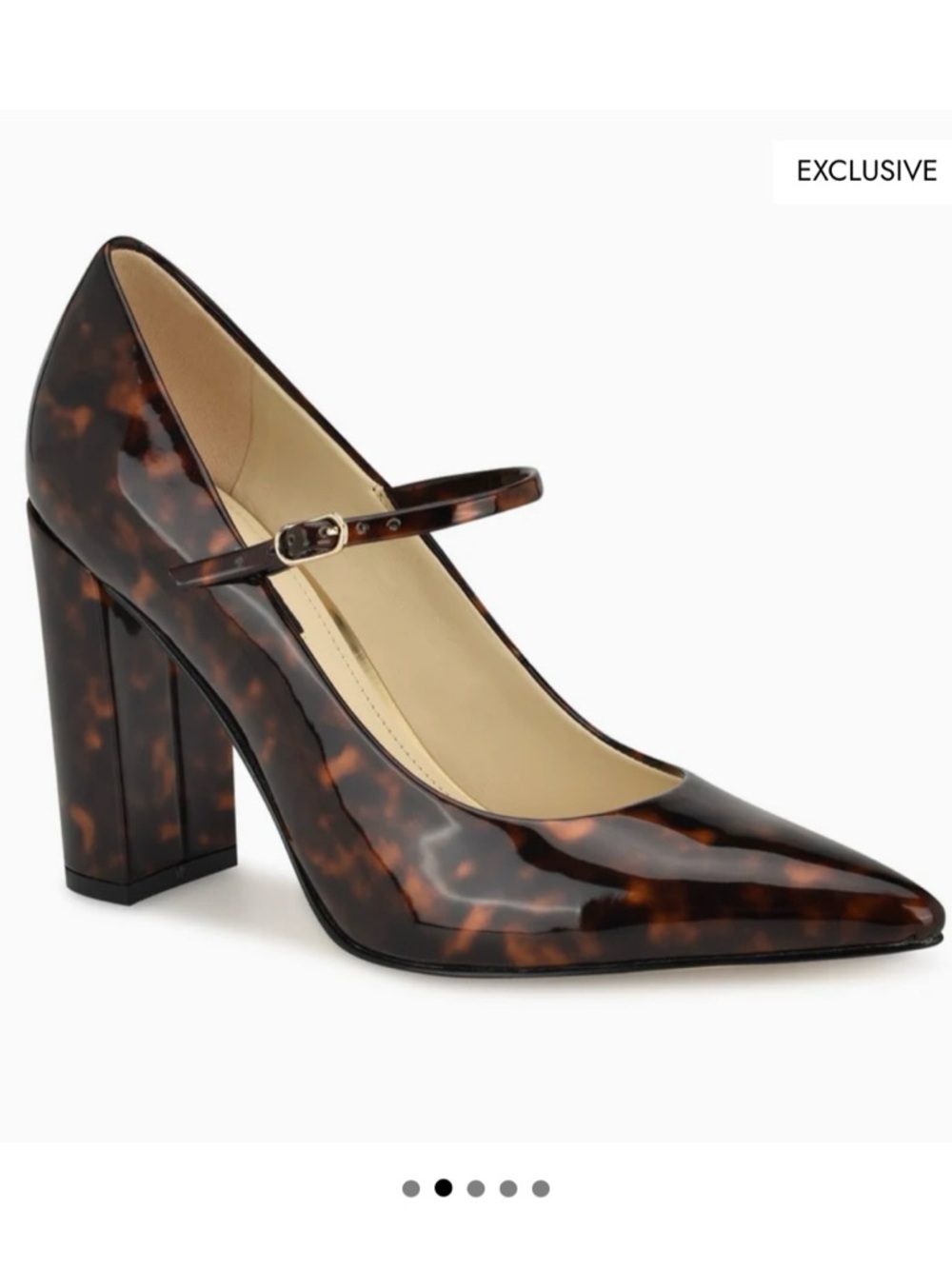 Nine West Carlien Tortoiseshell Patent Mary Jane Block Heel Pumps